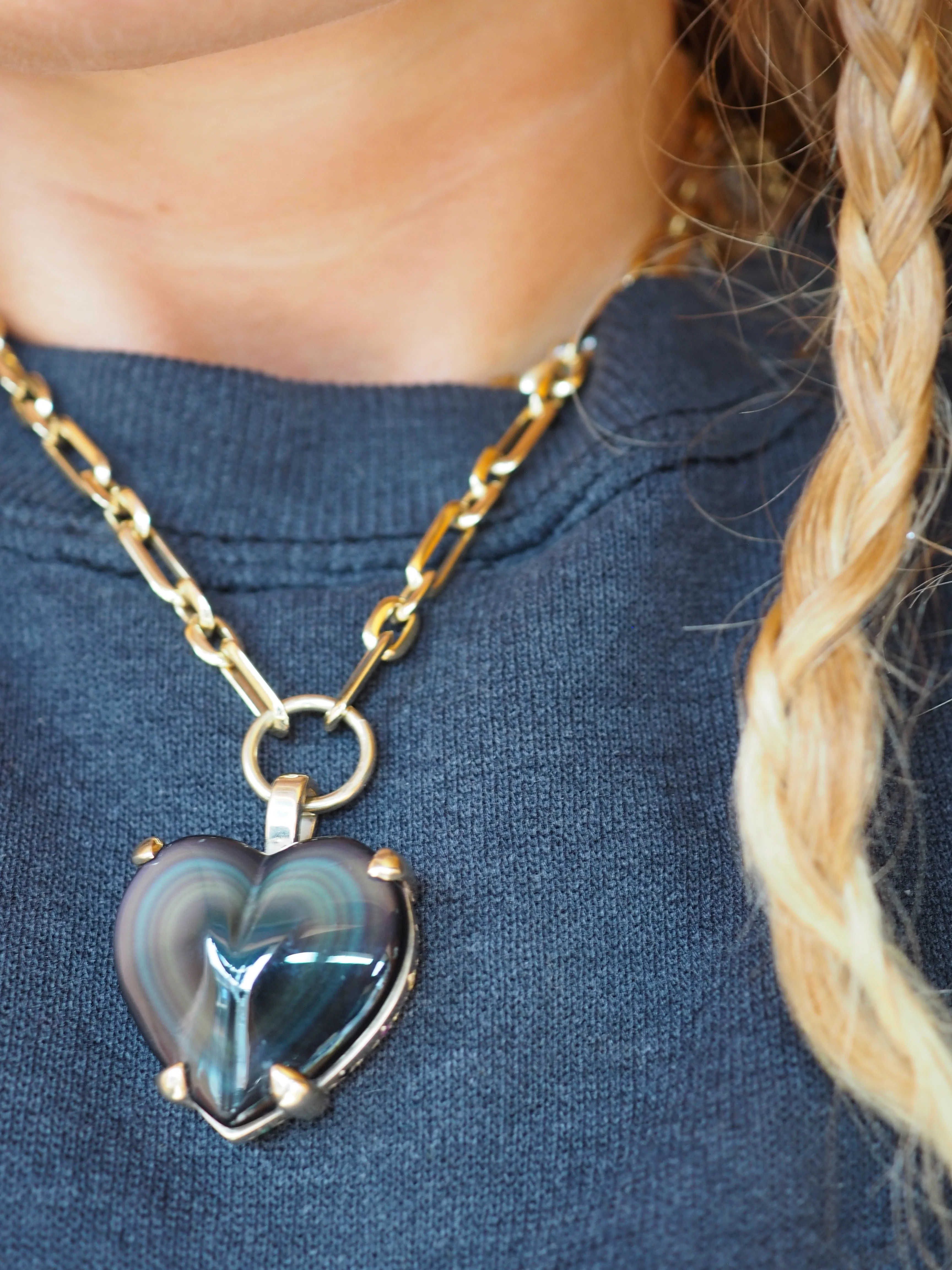 Rainbow Obsidian Heart Necklace - Image 11